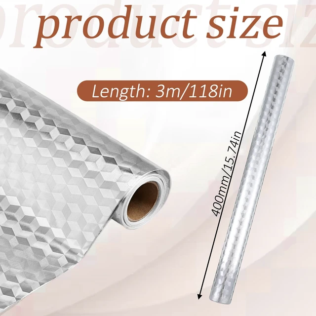 Alt view image 2 of 7 - Stove Wall Protector Stove Backsplash Protector for Wall Peel and Stick Backsplash Kitchen Wallpaper Oil Proof Sticker Aluminum Self Adhesive Cabinet Cupboard Liner for Walls (15.7 X 118.1 Inch)