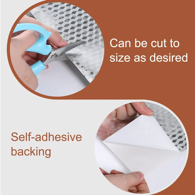 Alt view image 5 of 7 - Stove Wall Protector Stove Backsplash Protector for Wall Peel and Stick Backsplash Kitchen Wallpaper Oil Proof Sticker Aluminum Self Adhesive Cabinet Cupboard Liner for Walls (15.7 X 118.1 Inch)