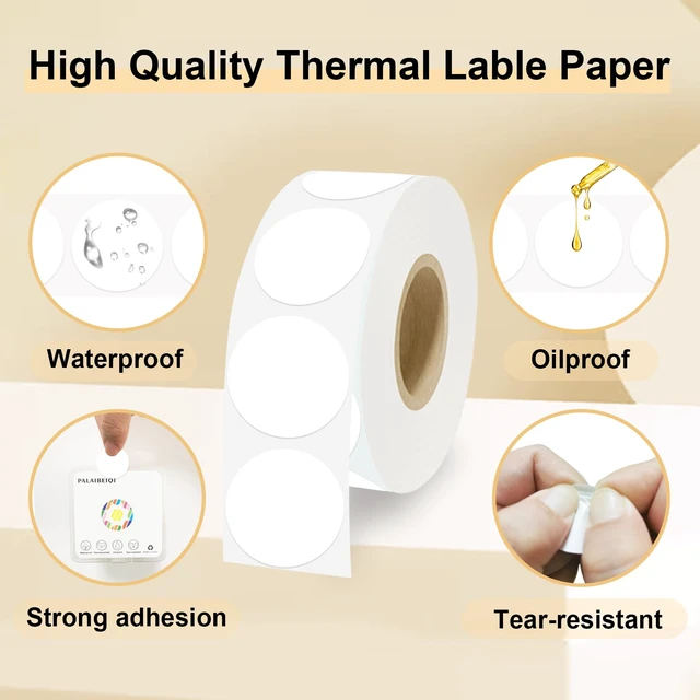 Alt view image 3 of 6 - 1 Inch Round Thermal Sticker Labels,Color Dot Stickers,Label Stickers,Waterproof,Oil Proof,for Thermal Printers,DIY,Office,Retail,Home and Warehouse Organization(White,1000 Pcs)