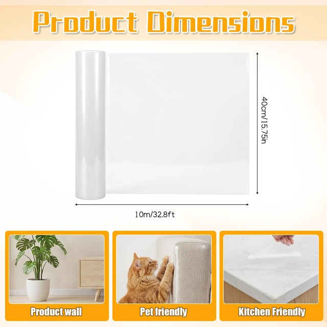 Alt view image 2 of 7 - Clear Contact Paper 33ft x 15.7inch Kitchen Transparent Peel and Stick Contact Paper Clear Glossy Self-Adhesive Film Cover Removable Wallpapers Oil Proof Waterproof Sticker Easy to Clean