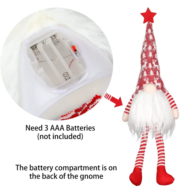 Alt view image 2 of 7 - Christmas Tree Topper Lighted,Gnomes Decor 24In Gnome Handmade Tree Topper | Plush gnome tree topper Battery Operated Decoration, perfect for Christmas tree tops, holiday decor & festive home accents