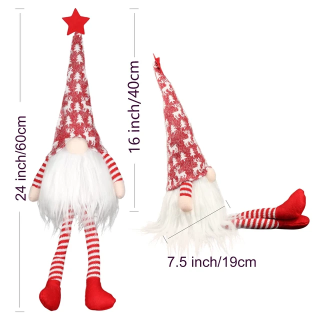 Alt view image 4 of 7 - Christmas Tree Topper Lighted,Gnomes Decor 24In Gnome Handmade Tree Topper | Plush gnome tree topper Battery Operated Decoration, perfect for Christmas tree tops, holiday decor & festive home accents