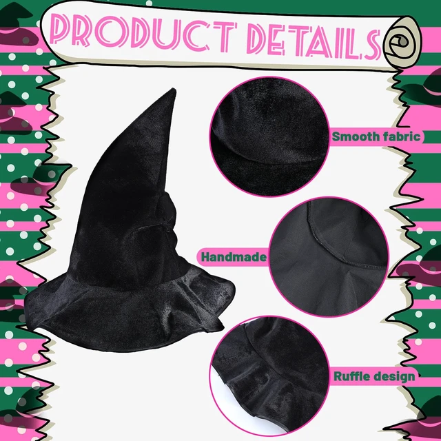 Alt view image 2 of 7 - Halloween Witch Hat Tree Topper Decorations Halloween Tree Ornaments | Black Magical Wizard Hat Tree Decor, Ruffle Design, Smooth Fabric for Tree Holiday Cosplay Party Supplies Costume Accessory