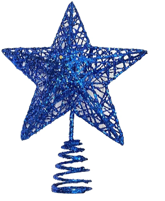 Main image of Christmas Tree Star Topper, Xmas Tree Topper Glittered 5 Point Star Treetop for Christmas Tree Ornament (Blue)