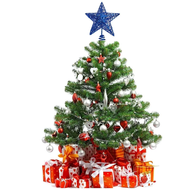 Alt view image 3 of 3 - Christmas Tree Star Topper, Xmas Tree Topper Glittered 5 Point Star Treetop for Christmas Tree Ornament (Blue)