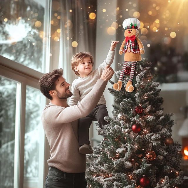 Alt view image 6 of 6 - Gingerbread man Christmas Decorations, Christmas Tree Topper Gingerbread man, Funny and Unique Christmas Tree Decorations