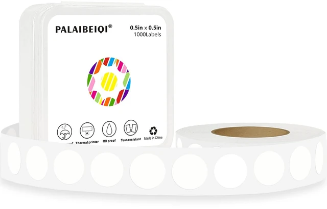 Main image of 1/2 Inch Dot Stickers,0.5 Inch Removable Round Sticker Labels,Waterproof,Oil Proof,Easy to Apply,for Preschoolers,Crafts, Small Retail Stores,Offices,Garages,Yard Sales (White,1000 Pcs)