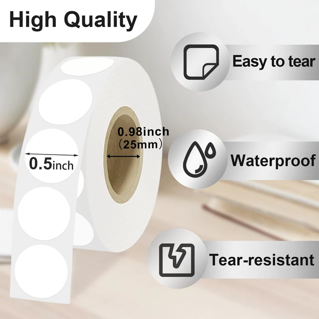 Alt view image 2 of 7 - 1/2 Inch Dot Stickers,0.5 Inch Removable Round Sticker Labels,Waterproof,Oil Proof,Easy to Apply,for Preschoolers,Crafts, Small Retail Stores,Offices,Garages,Yard Sales (White,1000 Pcs)