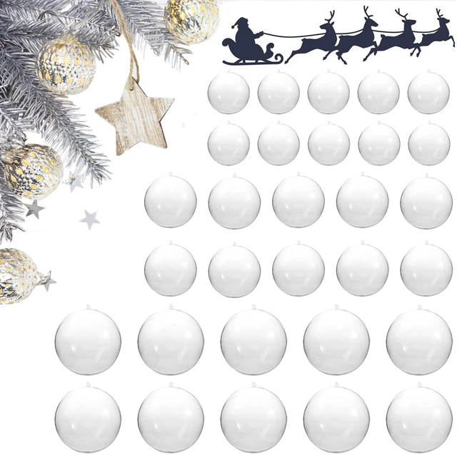 Main image of 30 PCS Clear Christmas Ornaments Balls, 8cm, 6cm, 5cm Clear Fillable Plastic Ornaments Ball, DIY Christmas Decorations, Hanging Ornaments for Crafts