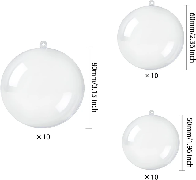 Alt view image 2 of 7 - 30 PCS Clear Christmas Ornaments Balls, 8cm, 6cm, 5cm Clear Fillable Plastic Ornaments Ball, DIY Christmas Decorations, Hanging Ornaments for Crafts