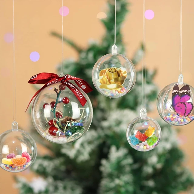 Alt view image 4 of 7 - 30 PCS Clear Christmas Ornaments Balls, 8cm, 6cm, 5cm Clear Fillable Plastic Ornaments Ball, DIY Christmas Decorations, Hanging Ornaments for Crafts