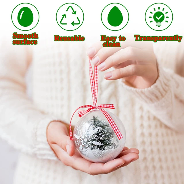 Alt view image 7 of 7 - 25 Sets Clear Fillable Ornaments Ball in 5 Different Size,Transparent DIY Craft Ball,Plastic Acrylic Fillable Ball for Halloween Christmas Decor