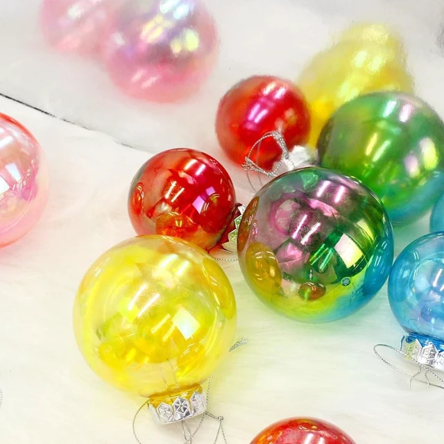 Alt view image 4 of 7 - 60MM Iridescent Plastic Ball - 12PCS Xmas Ornament Balls Set | Plastic Iridescent Decorative Hanging Ornaments for Xmas Tree Wedding Valentine's Day Party Decorations(Multicolored)