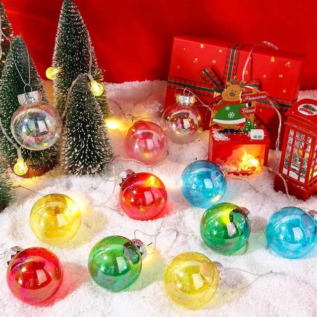 Alt view image 6 of 7 - 60MM Iridescent Plastic Ball - 12PCS Xmas Ornament Balls Set | Plastic Iridescent Decorative Hanging Ornaments for Xmas Tree Wedding Valentine's Day Party Decorations(Multicolored)