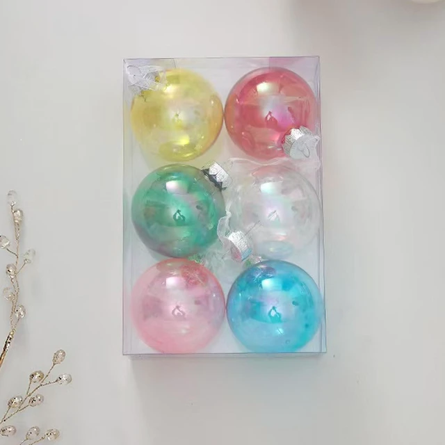Alt view image 7 of 7 - 60MM Iridescent Plastic Ball - 12PCS Xmas Ornament Balls Set | Plastic Iridescent Decorative Hanging Ornaments for Xmas Tree Wedding Valentine's Day Party Decorations(Multicolored)