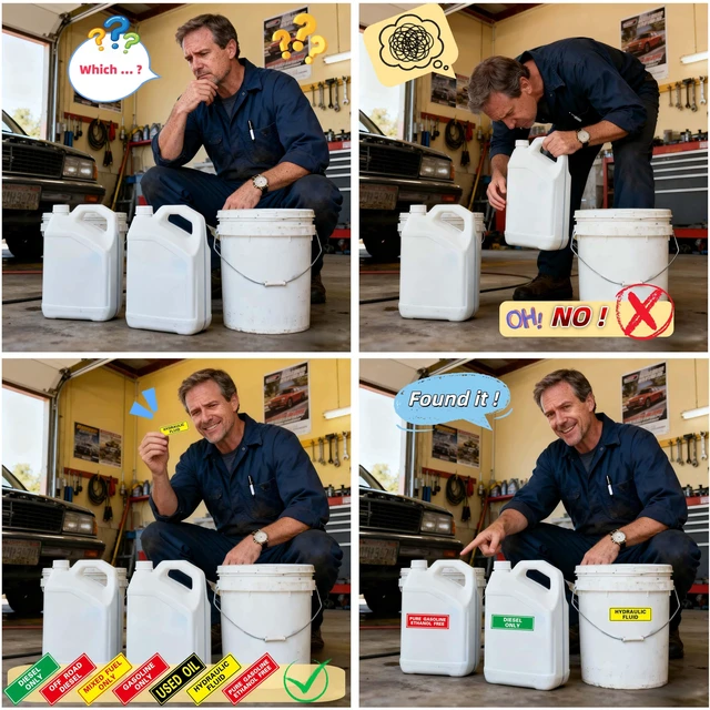Alt view image 5 of 6 - 9-Pack 6x2 Inch Waterproof Decal, Strong Adhesion, UV-Resistant & Scratch-Proof for Fuel Tanks, Cans & Outdoor Power Equipment