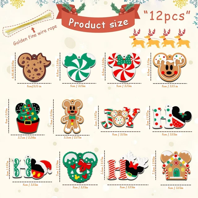 Alt view image 2 of 6 - 12Pcs Christmas Decorations with Golden Fine Threads, Wooden Mouse Ornaments for Holiday Christmas Trees Hanging Party Decorations for Tree Home Fireplace (Green)