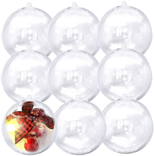 Main image of 10PK 80MM Clear Plastic Fillable Ornaments,Transparent DIY Craft Ball,Clear DIY Christmas Ornament Large Sizes for Wedding,Party,Home Decor (10)
