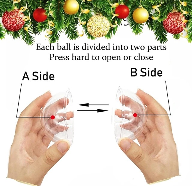 Alt view image 2 of 7 - 10PK 80MM Clear Plastic Fillable Ornaments,Transparent DIY Craft Ball,Clear DIY Christmas Ornament Large Sizes for Wedding,Party,Home Decor (10)