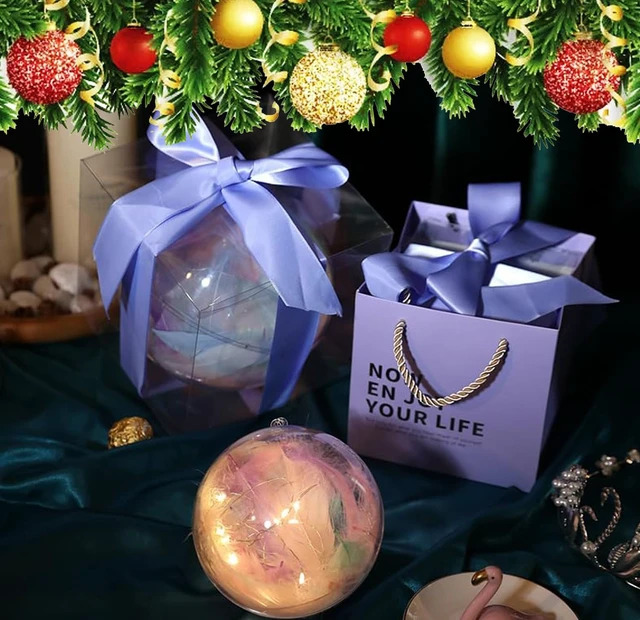 Alt view image 5 of 7 - 10PK 80MM Clear Plastic Fillable Ornaments,Transparent DIY Craft Ball,Clear DIY Christmas Ornament Large Sizes for Wedding,Party,Home Decor (10)