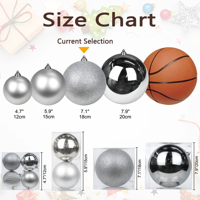 Alt view image 6 of 6 - Christmas Ornaments Balls 7.1" Large Christmas Decorations Xmas Tree Shatterproof Big Silver Christmas Ball Ornaments with Hanging Loop for Wedding Holiday Halloween Party Indoor Outdoor Decor
