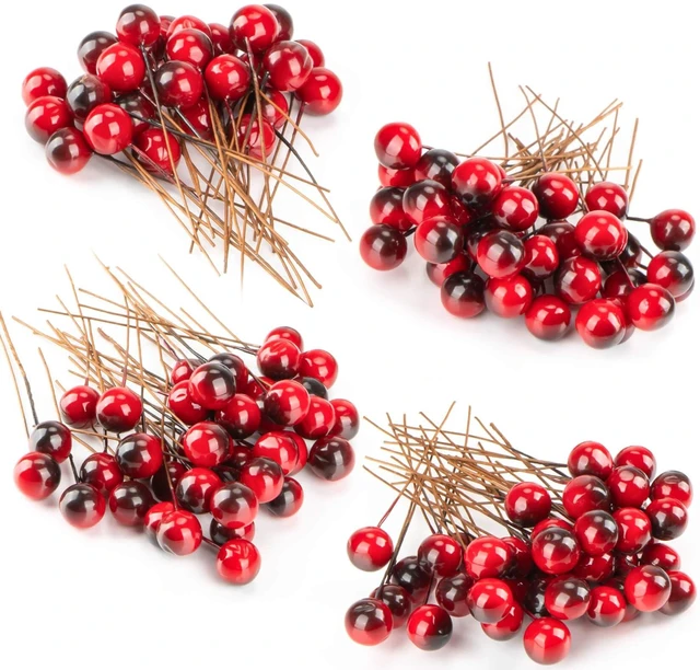 Main image of Artificial Holly Berries - 150 Pcs Holly Berry Stems for Christmas | Red Holly Berries for Crafts, Fake Berries for Christmas Wreaths, Trees, Table Decor, Wall Displays & DIY Decor