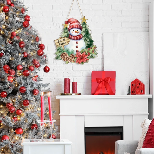 Alt view image 2 of 7 - Wooden Christmas Door Wreath for Front Door Decorations Snowman Wall Signs, Merry Christmas Door Signs Welcome Hanging Hanger for Home Wall Tree Decor Xmas Party Outdoor Indoor Wreaths Supply
