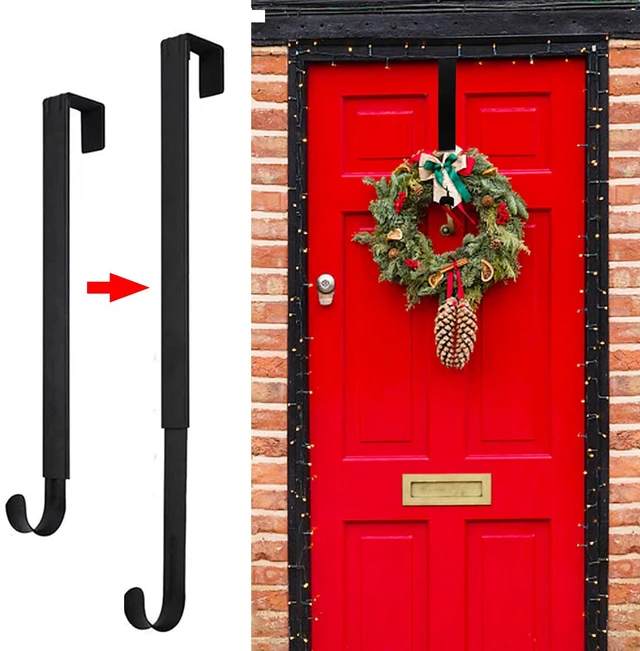 Main image of GP Life Wreath Hanger for Front Door, Adjustable from 15 to 25 Inches Hanger, 20 lbs Larger Door Upgrade Christmas Fall Wreaths Decorations Hook (Black)