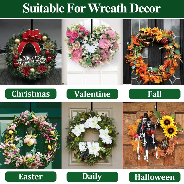 Alt view image 2 of 7 - GP Life Wreath Hanger for Front Door, Adjustable from 15 to 25 Inches Hanger, 20 lbs Larger Door Upgrade Christmas Fall Wreaths Decorations Hook (Black)