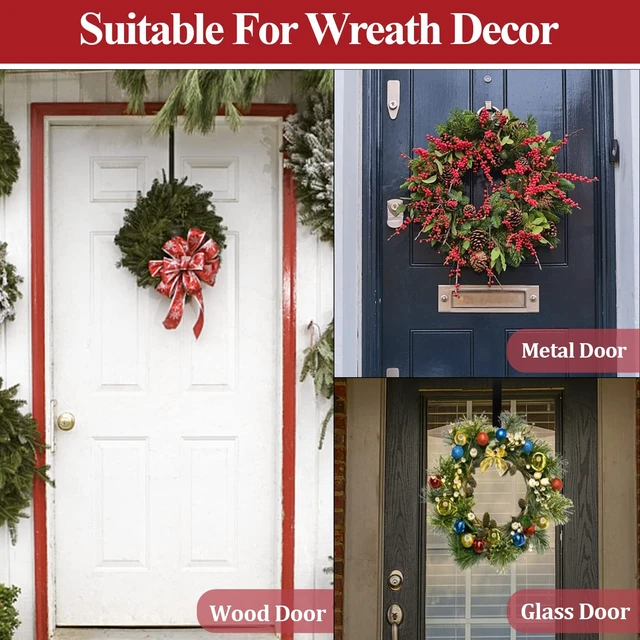 Alt view image 3 of 7 - GP Life Wreath Hanger for Front Door, Adjustable from 15 to 25 Inches Hanger, 20 lbs Larger Door Upgrade Christmas Fall Wreaths Decorations Hook (Black)