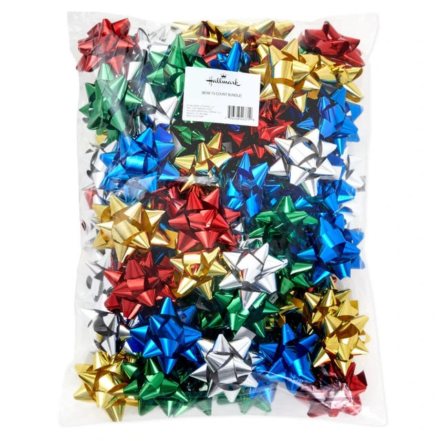 Alt view image 4 of 7 - 3" Holiday Gift Bows, 75-Pack (Red, Gold, Green, Silver, Blue)
