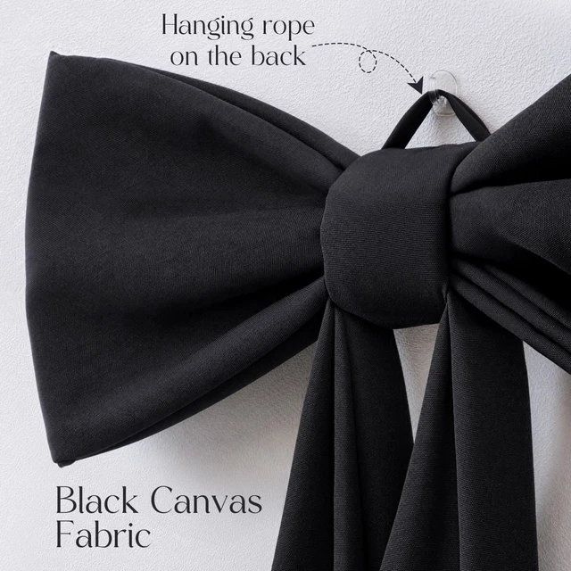 Alt view image 3 of 7 - Halloween Decor - 48" x 24" Giant Black Bow for Front Door Wall Mantle | Large Bow for Front Door Decor, Halloween Wall Decorations, Indoor Room Party Decor, Christmas Tree Topper Bows