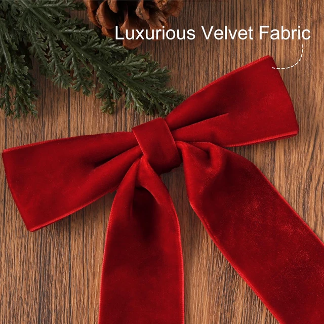 Alt view image 2 of 6 - Christmas Decorations Medium Red Velvet Bows for Christmas Tree for Xmas | 24 Pcs 7 x 6 inch Christmas Bows, Xmas Ribbon Ornaments - Home Decor for Wreath Garland Gift Wrapping Crafts Wedding Party