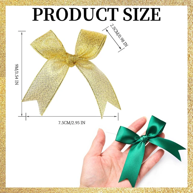 Alt view image 2 of 7 - Christmas Bows, 50 PCS Twist Tie Christmas Tree Bow, 3.3 Inch Buffalo Plaid Bows Glitter Gold Silver Bow for Crafts, for Christmas Decor, Gift Wrapping, Party