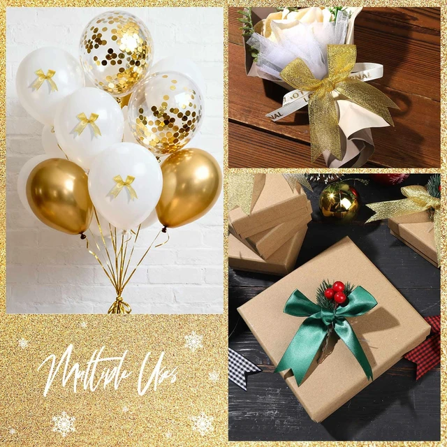 Alt view image 7 of 7 - Christmas Bows, 50 PCS Twist Tie Christmas Tree Bow, 3.3 Inch Buffalo Plaid Bows Glitter Gold Silver Bow for Crafts, for Christmas Decor, Gift Wrapping, Party