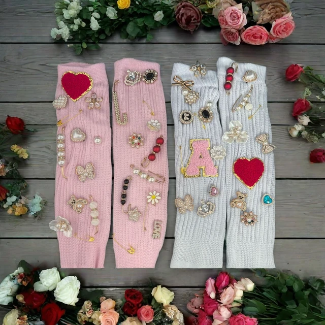 Alt view image 4 of 7 - Charms for Socks Safety Pin Brooch,55pcs Junk Sock Charms Pins Gold Bling Sock Jewelry Charms,Brooch Pins for Socks,Pearl Rhinestone Brooch Pins Costom Shoe Sock Charms Kit Bulk for Hat Clothes