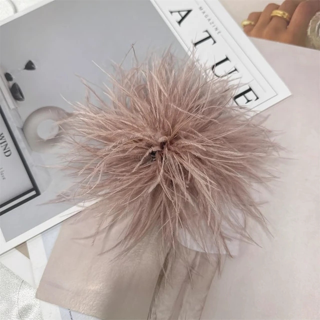 Alt view image 2 of 6 - Dainty Feather Flower Large Brooch Pin for Women Men Elegant Oversized Floral Lapel Pins Shawl Dress Suit Clothes Accessories Wedding Party Dance Banquet Fashion Jewelry 150mm (Pink Brown)