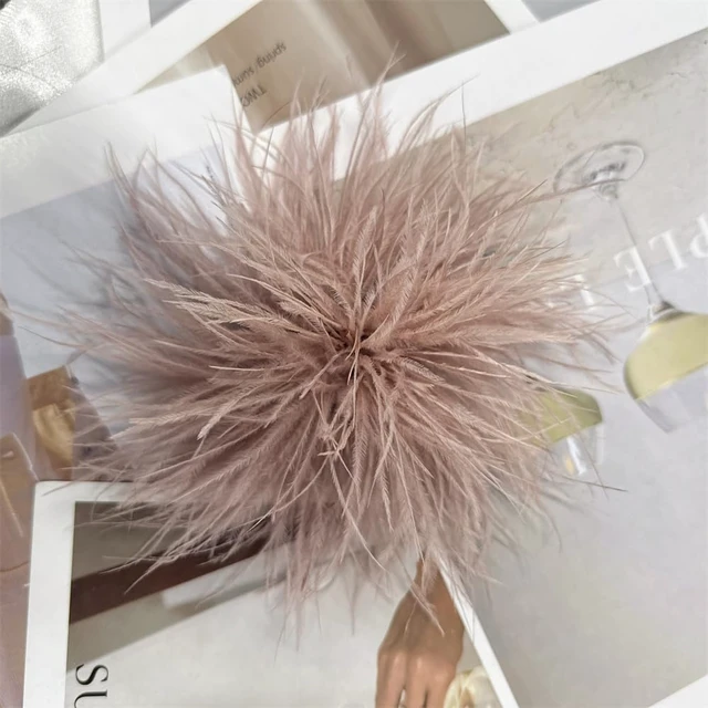Alt view image 3 of 6 - Dainty Feather Flower Large Brooch Pin for Women Men Elegant Oversized Floral Lapel Pins Shawl Dress Suit Clothes Accessories Wedding Party Dance Banquet Fashion Jewelry 150mm (Pink Brown)