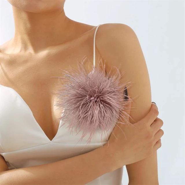 Alt view image 6 of 6 - Dainty Feather Flower Large Brooch Pin for Women Men Elegant Oversized Floral Lapel Pins Shawl Dress Suit Clothes Accessories Wedding Party Dance Banquet Fashion Jewelry 150mm (Pink Brown)