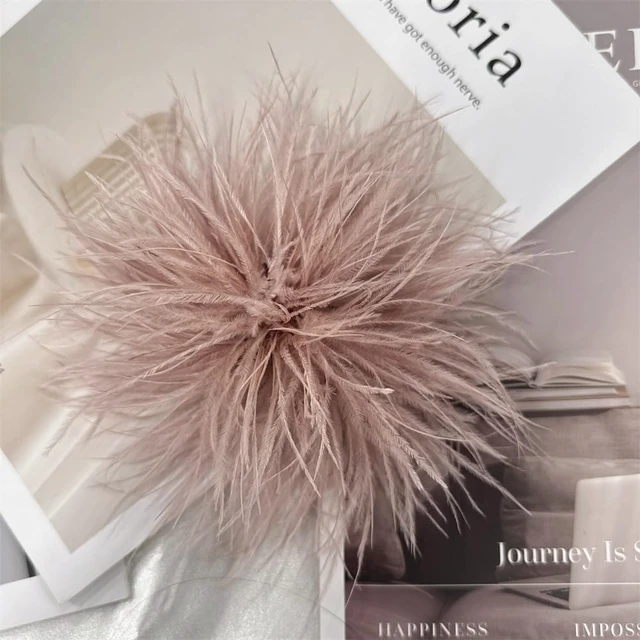 Alt view image 4 of 6 - Dainty Feather Flower Large Brooch Pin for Women Men Elegant Oversized Floral Lapel Pins Shawl Dress Suit Clothes Accessories Wedding Party Dance Banquet Fashion Jewelry 150mm (Pink Brown)