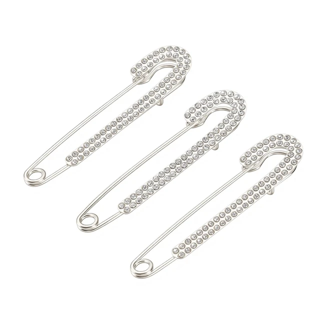 Alt view image 4 of 7 - 6 Pcs Pearl & Rhinestone Safety Pin Brooches, Decorative Sweater Shawl Pins for Skirts, Scarves, Hijabs, Lapel Hats, Suit Jackets, Clothing Accessories (3 Pearl Pins + 3 Rhinestone Pins)