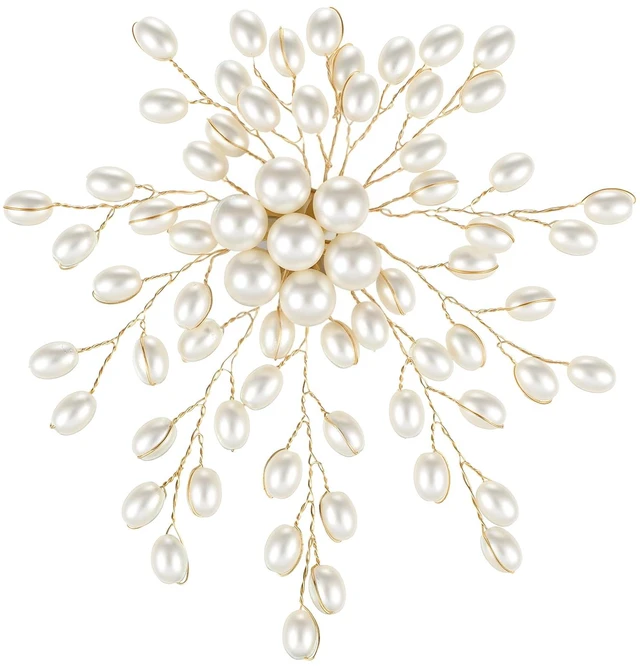 Main image of Large Pearl Brooches for Women, White Flower Pearl Brooch Pin Snowflake Design, Vintage Sparkling Brooch for Wedding Party, Lightweight 3x2.36 inch Faux Pearls Jewelry Gift