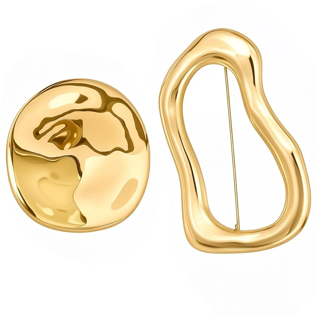 Main image of 2PCS Gold Brooches and Pins for Women Vintage Pins Brooches | Metal Irregular Brooches for Snail Lapel Pins for Clothes Dress Sweater Coat Wedding Party Birthday, Geometric Spiral