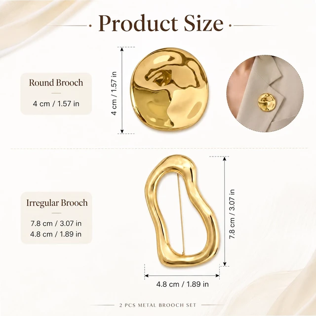 Alt view image 3 of 7 - 2PCS Gold Brooches and Pins for Women Vintage Pins Brooches | Metal Irregular Brooches for Snail Lapel Pins for Clothes Dress Sweater Coat Wedding Party Birthday, Geometric Spiral