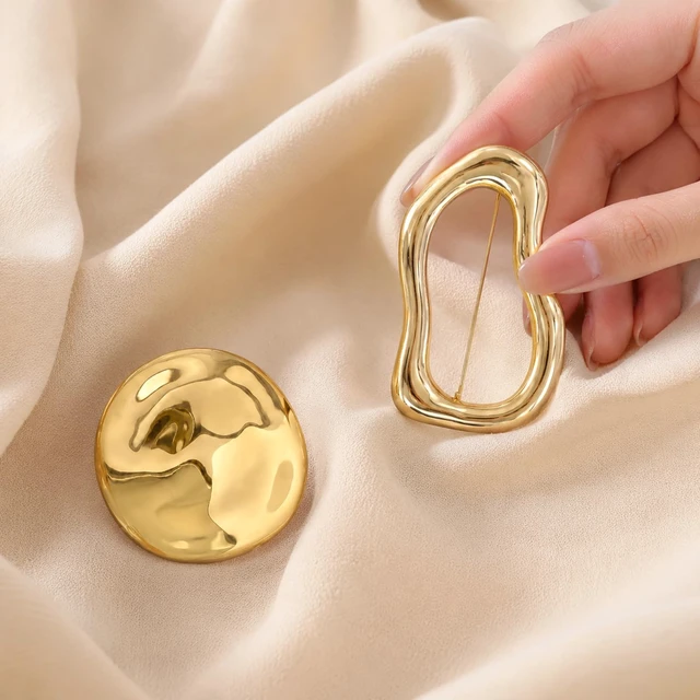Alt view image 2 of 7 - 2PCS Gold Brooches and Pins for Women Vintage Pins Brooches | Metal Irregular Brooches for Snail Lapel Pins for Clothes Dress Sweater Coat Wedding Party Birthday, Geometric Spiral