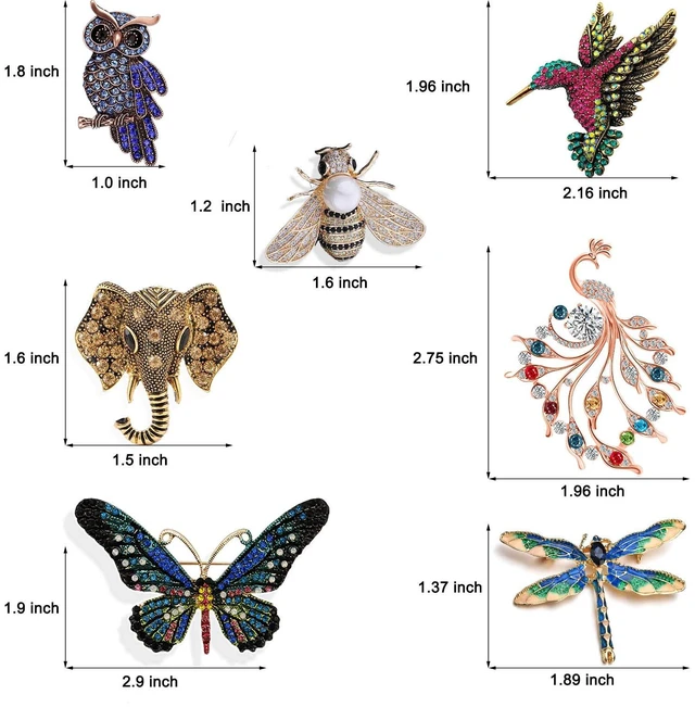 Alt view image 5 of 7 - Women Brooch Set Crystal Pin Christmas Gifts Stocking Stuffers Vintage Animal Insect Elegant Flower Pins Brooches Bulk for Women Girls Set-A