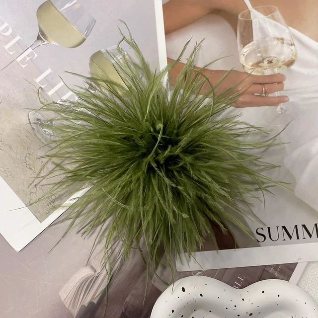 Alt view image 2 of 6 - Dainty Feather Flower Large Brooch Pin for Women Men Elegant Oversized Floral Lapel Pins Shawl Dress Suit Clothes Accessories Wedding Party Dance Banquet Fashion Jewelry 150mm (Olive Green)