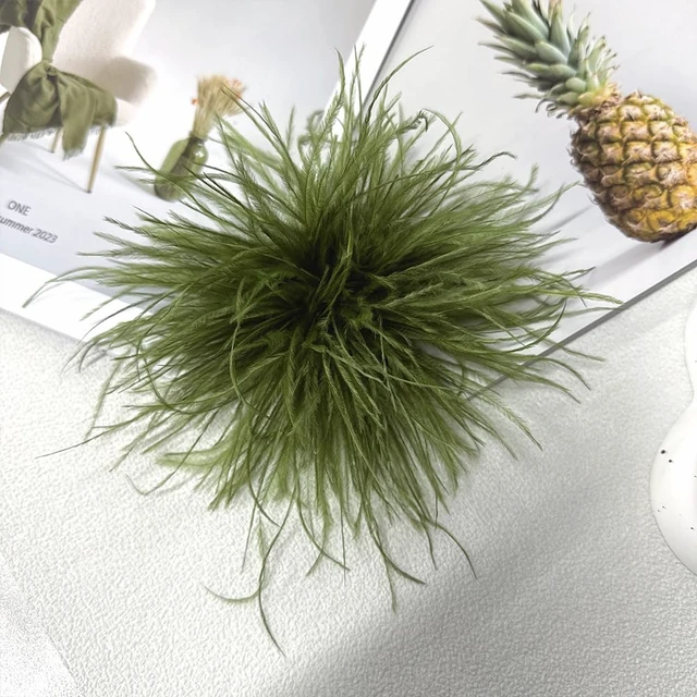 Alt view image 4 of 6 - Dainty Feather Flower Large Brooch Pin for Women Men Elegant Oversized Floral Lapel Pins Shawl Dress Suit Clothes Accessories Wedding Party Dance Banquet Fashion Jewelry 150mm (Olive Green)