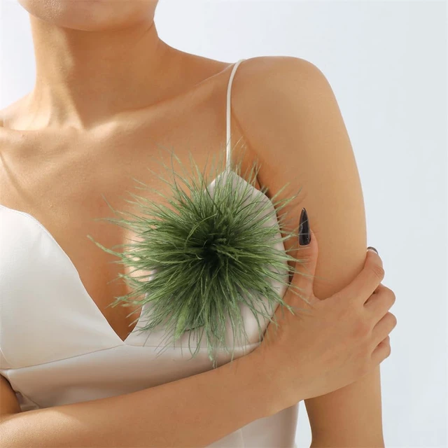 Alt view image 6 of 6 - Dainty Feather Flower Large Brooch Pin for Women Men Elegant Oversized Floral Lapel Pins Shawl Dress Suit Clothes Accessories Wedding Party Dance Banquet Fashion Jewelry 150mm (Olive Green)
