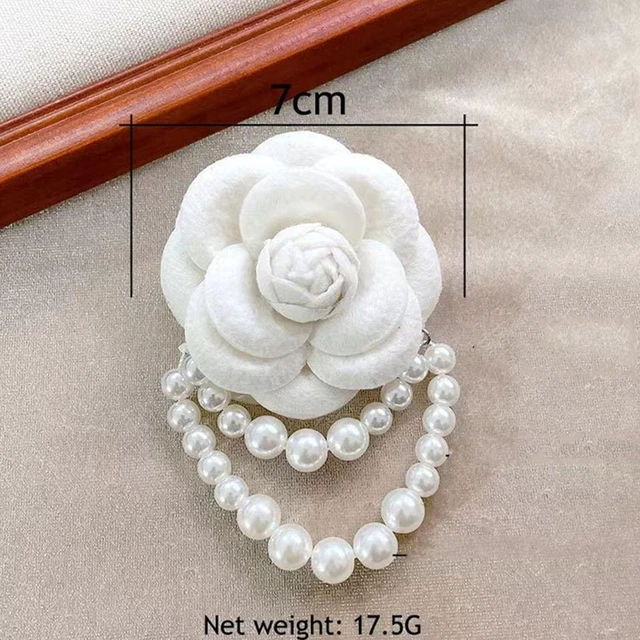 Alt view image 5 of 5 - Vintage Camellia Pearl Tassel Brooches Bracelet Bohemian Pearl Safety Pins Bracelets Flower Hairpin Headpieces Shawl Pins Dainty Elegant Lapel Pins Wedding Party Dress Accessories for Women (white)